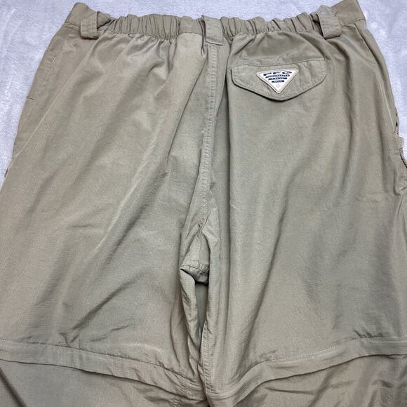 Columbia PFG Convertible Pants Mens LT Khaki Nylon Zip Off Legs Hiking Shorts - Picture 2 of 9